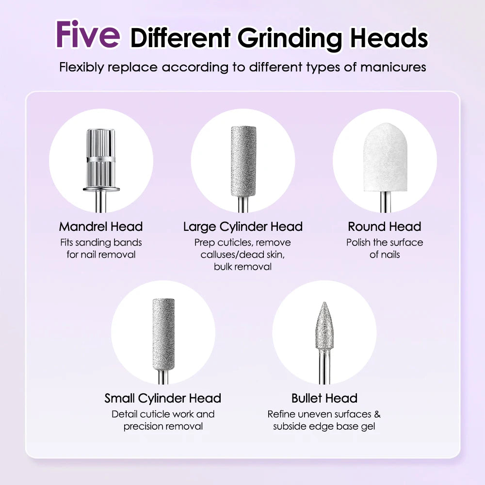 Electric Nail Polisher Drill Bits Set Nails Grinding Polishing Cuticle Trimmer Art Sanding File Pen Manicure Professional Device