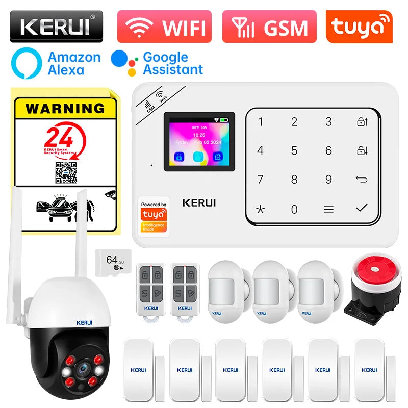 KERUI W181 Home Alarm Panel Host Wireless WiFi GSM Anti-Theft Alarm System Tuya Smart Life for Your Family Safe Security Alarm