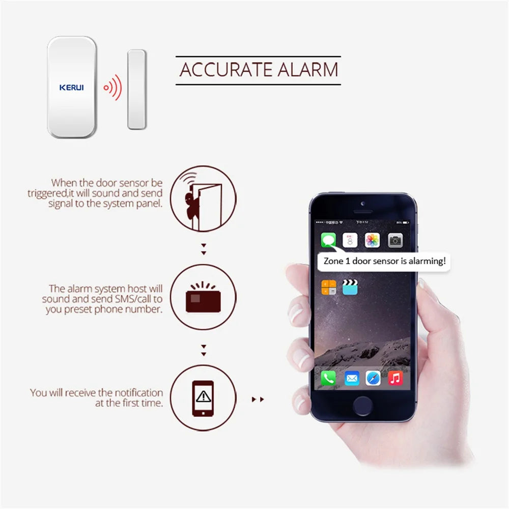 KERUI Wireless 433MHz Window Door Magnet Sensor Detector For KR-W181 W184 W204 Home Security Alarm Systems Burglar Anti-theft