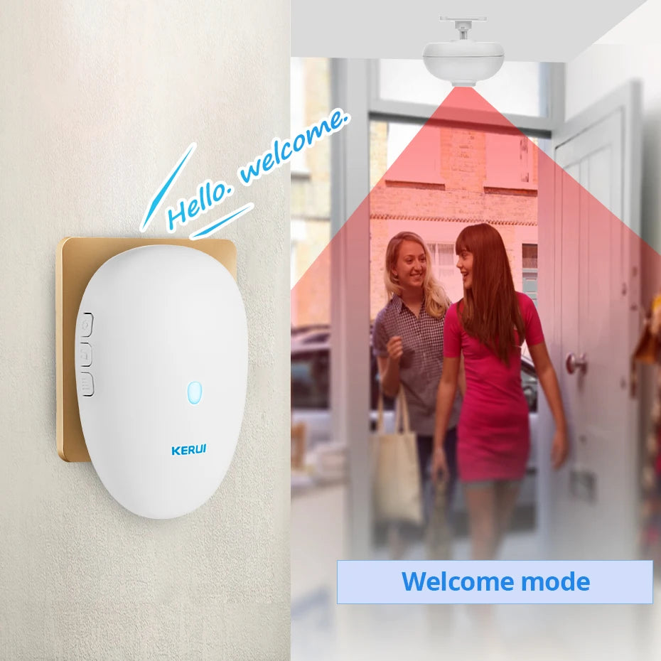 KERUI Driveway Alarm Systems with Waterproof Motion Sensor Welcome Doorbell Car Garage Security Smart Home For Home Security