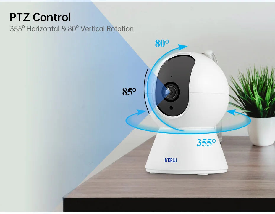 KERUI Indoor Wireless 8MP 4K HD Tuya Smart Mini WiFi IP Camera Security Home Surveillance Camera CCTV With Auto Tracking