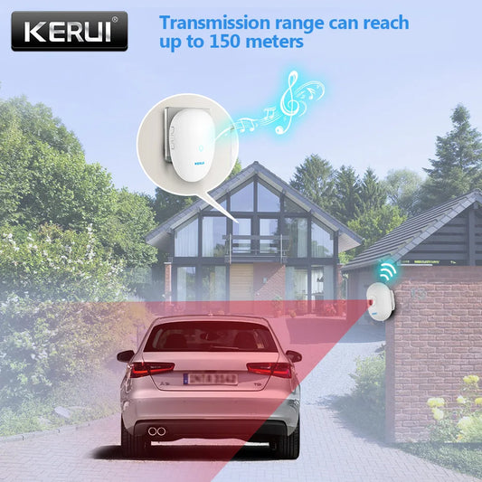 KERUI Driveway Alarm Systems with Waterproof Motion Sensor Welcome Doorbell Car Garage Security Smart Home For Home Security