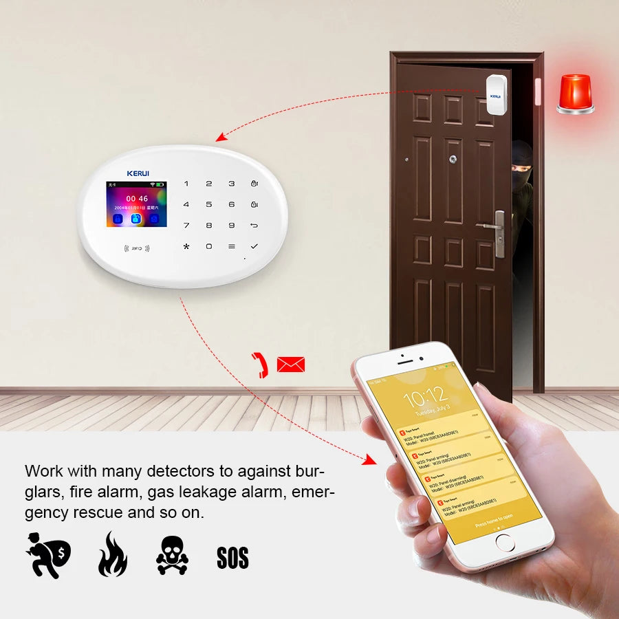 KERUI W204 Alarm Security System 4G WIFI GSM Alarm Tuya Smart Support Alexa Motion Sensor Siren RFID Card Disarm Function