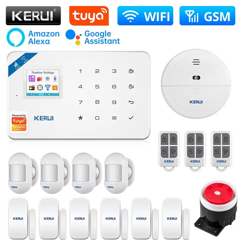 KERUI W181 WIFI Intelligent Alarm Tuya Smart Home Alarm Security Protection GSM Burglar Alarm for House Motion Sensor Detecor