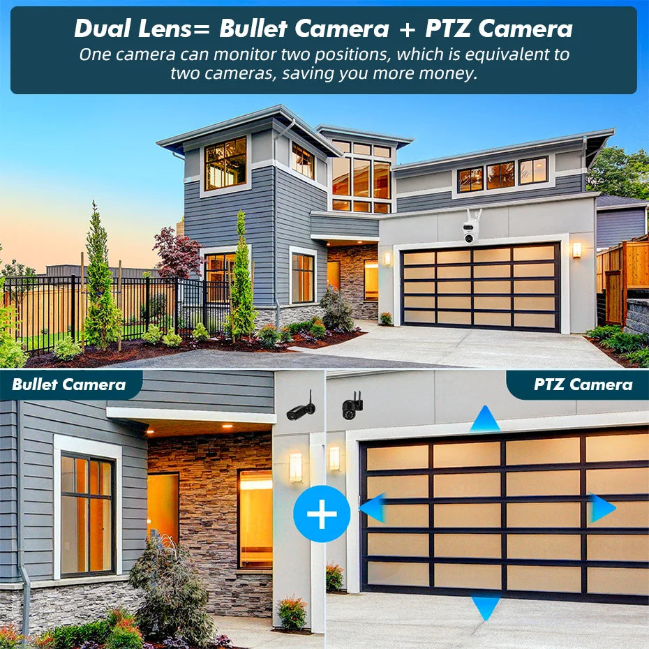 KERUI 10MP 5K PTZ IP Camera for Outside Tuya Smart 5K Dual Lens Outdoor Camera Security Night Vision Waterproof Motion Detection