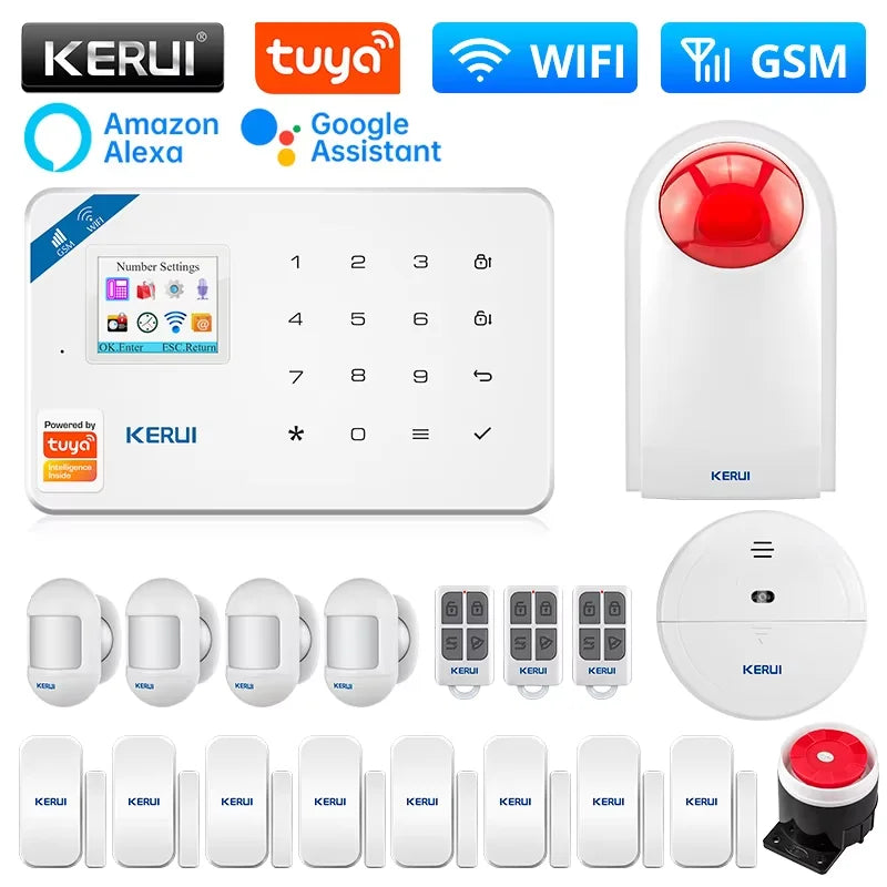 KERUI W181 WIFI Intelligent Alarm Tuya Smart Home Alarm Security Protection GSM Burglar Alarm for House Motion Sensor Detecor