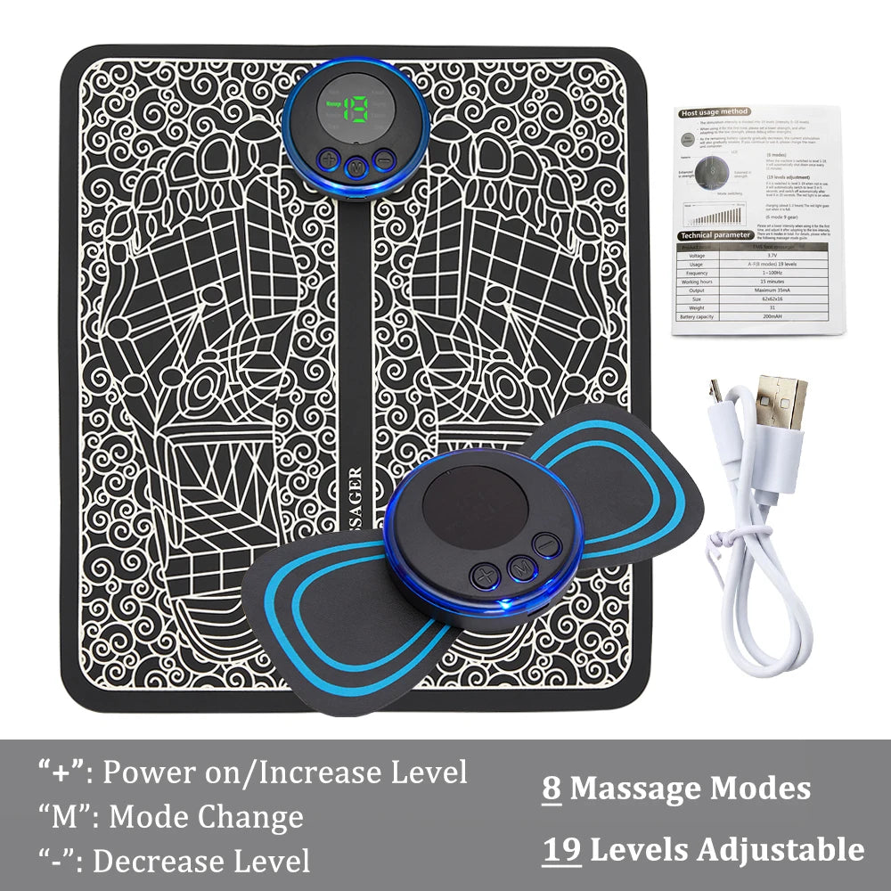EMS Foot Massager Mat Electric TENS Feet Massager Pad Foldable Massage Mat Muscle Stimulation Fisioterapia Terapia Fisica Salud