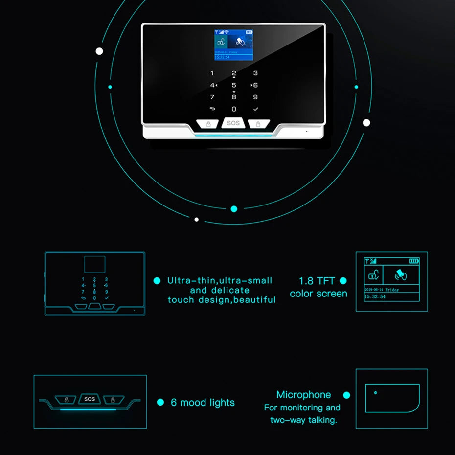 KERUI G20 Tuya Smart Home Wifi GSM Alarm System with Motion Detector Door Sensor 433Mhz Wireless for House Security Protection