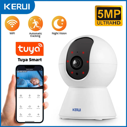 KERUI WiFi Intteligent Alarm for Home Security Alarm System Smart Life Tuya Burglar Alarm with Door/Window Sensor W202 Black