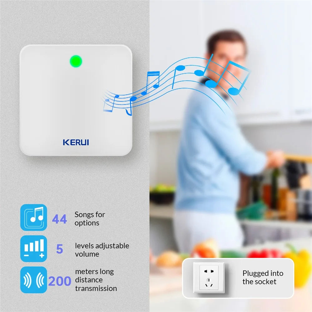 KERUI M537 Wireless Doorbelll 120 Meters Long Transmission Distance Door Bell Welcome Chime with 44 Songs Melodies for Home