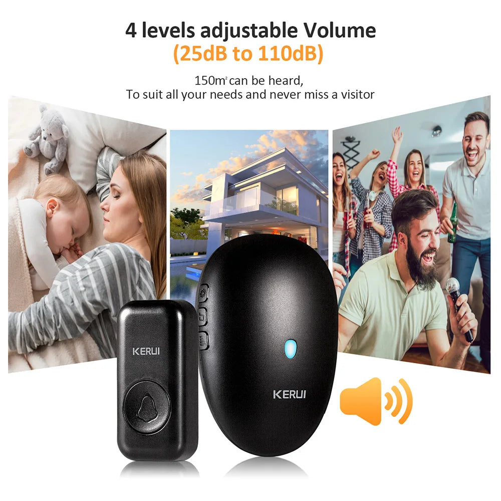 KERUI Doorbell Receiver with Button Smart Wireless Door Bell Welcome Chime with 57 Melodies for Home Security M521