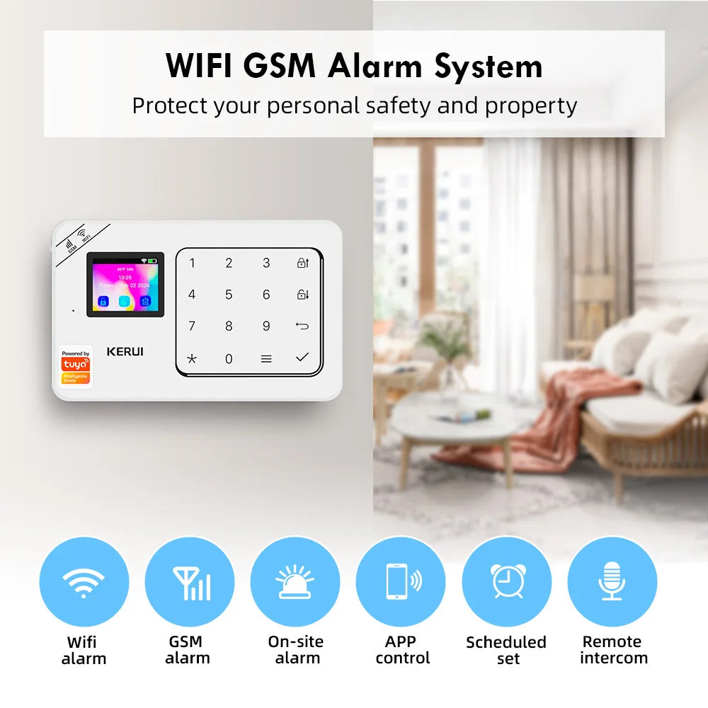 KERUI W181 Home Alarm Panel Host Wireless WiFi GSM Anti-Theft Alarm System Tuya Smart Life for Your Family Safe Security Alarm