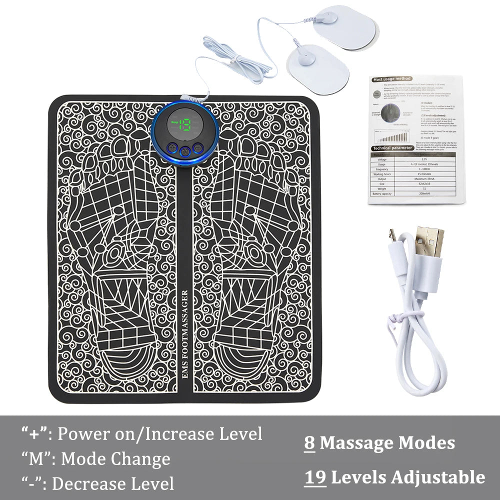EMS Foot Massager Mat Electric TENS Feet Massager Pad Foldable Massage Mat Muscle Stimulation Fisioterapia Terapia Fisica Salud
