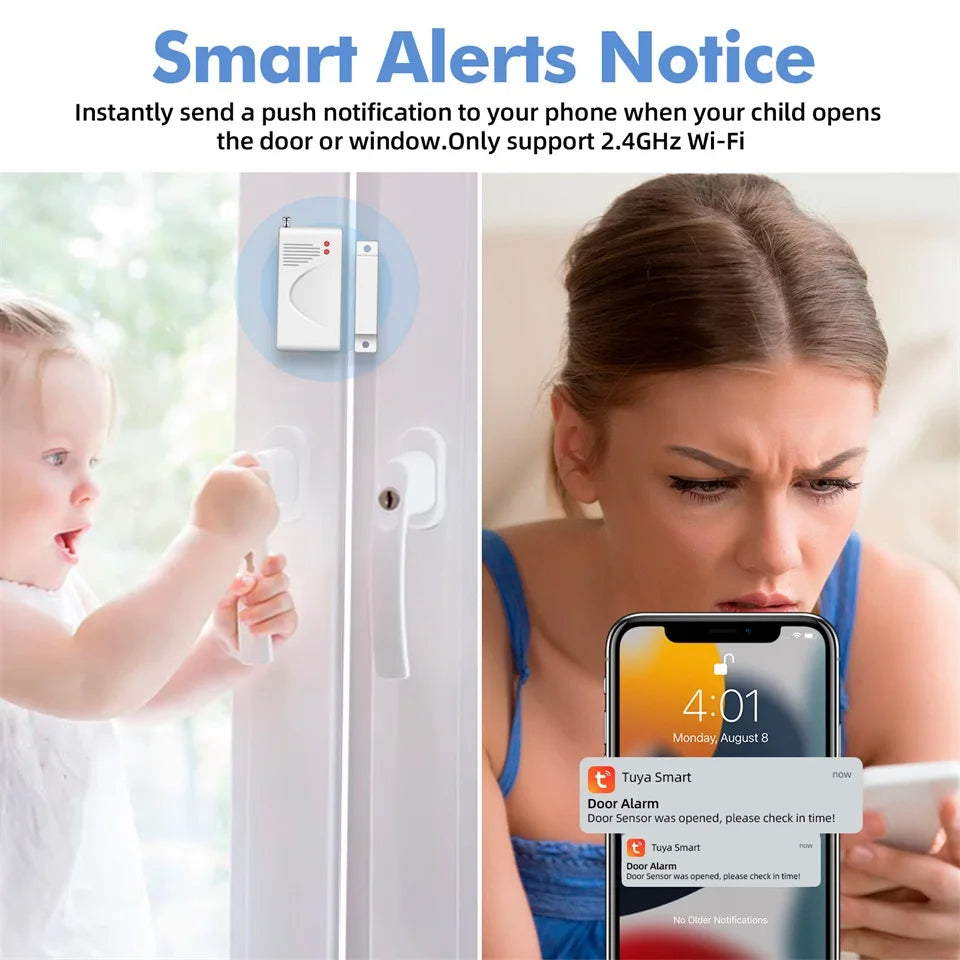 KERUI 120db Siren Alarm Tuya Smart WiFi Loudly Speaker Alarm System with Door Window Sensor Burglar for Home Security