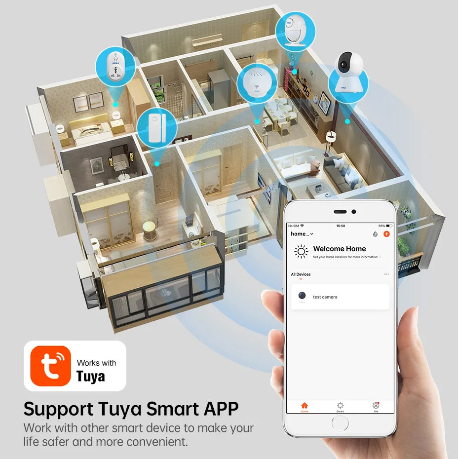 KERUI Indoor Wireless 8MP 4K HD Tuya Smart Mini WiFi IP Camera Security Home Surveillance Camera CCTV With Auto Tracking