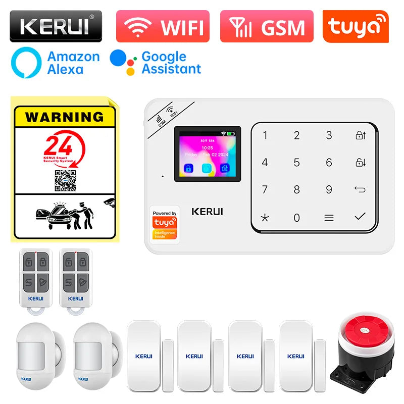 KERUI W181 Home Alarm Panel Host Wireless WiFi GSM Anti-Theft Alarm System Tuya Smart Life for Your Family Safe Security Alarm