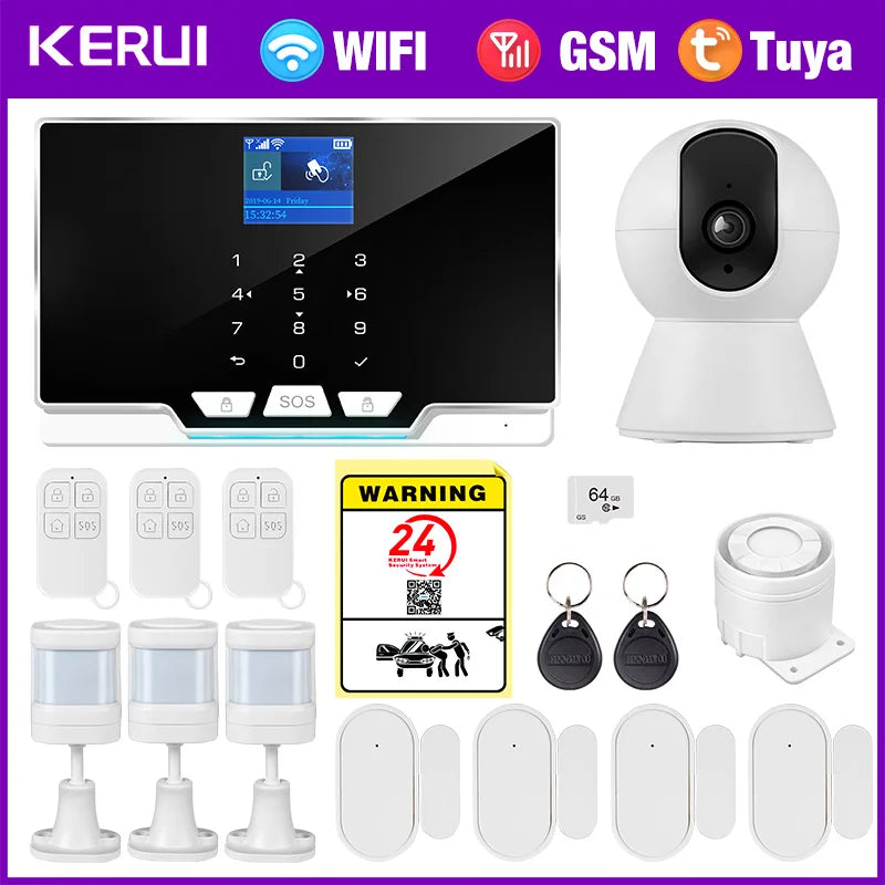 KERUI G20 Tuya Smart Home Wifi GSM Alarm System with Motion Detector Door Sensor 433Mhz Wireless for House Security Protection