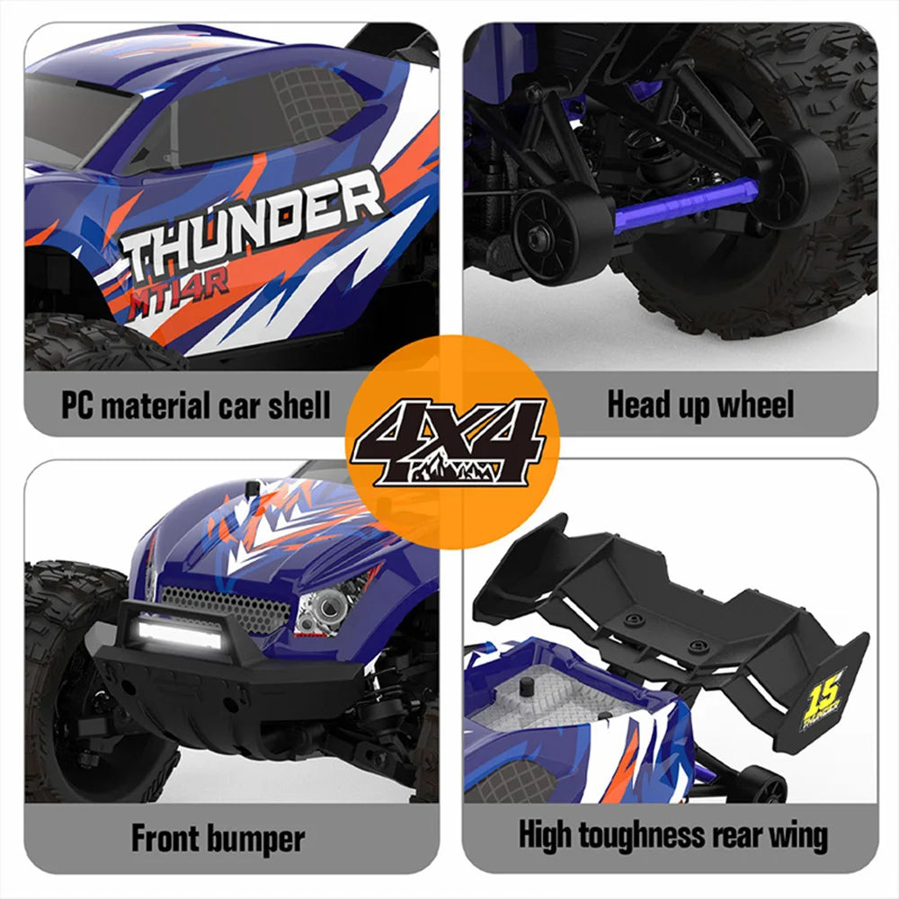 JIUSI MT14R 1/14 RC Racing Car 3S 35C 2200mAh 80km/h Brushless Motor 2.4G Remote Control 4WD   Off-road RC Trucks Toys