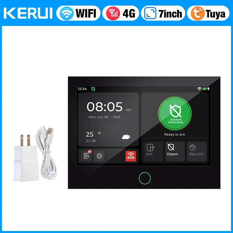 KERUI G70 4G WiFi Security Alarm with 7-inch Large IPS Touch Screen Home Alarm Panel Tuya Smart Control Burglar Anti Theft