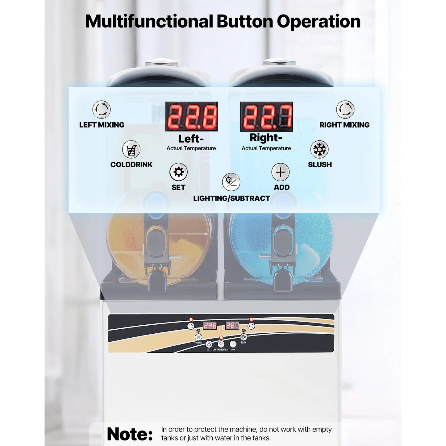 SucceBuy Commercial Frozen Drink Maker 15Lx2 Double Tank Slushy Machine 120Cups StainlessSteel Slushie Maker for Home Party Cafe