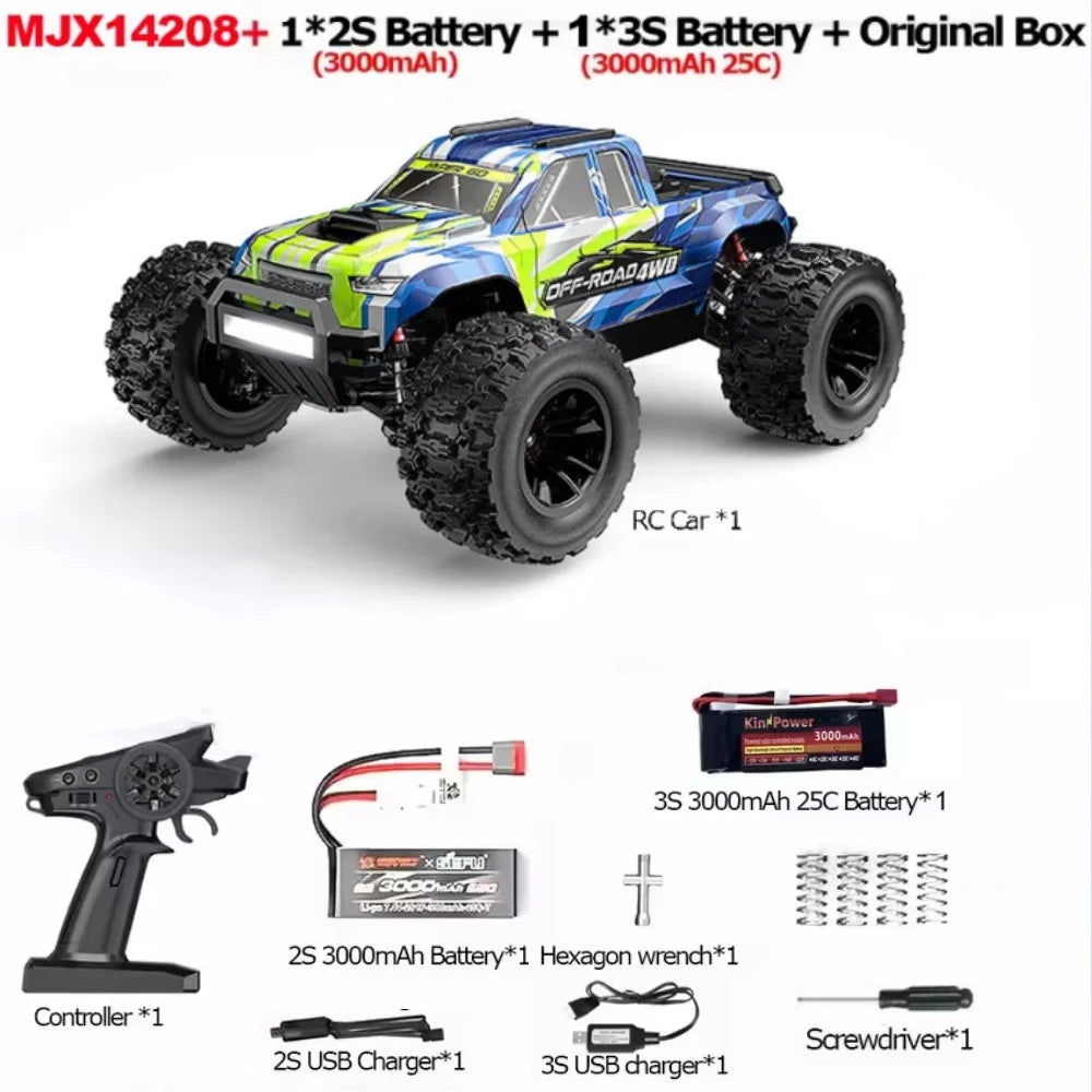 Hyper Go MJX 14208 1/14 RC Car 2.4G Remote Control 4WD Brushless Drift Vehicle High-Speed Off-Road Monster Truck Toy as Gift