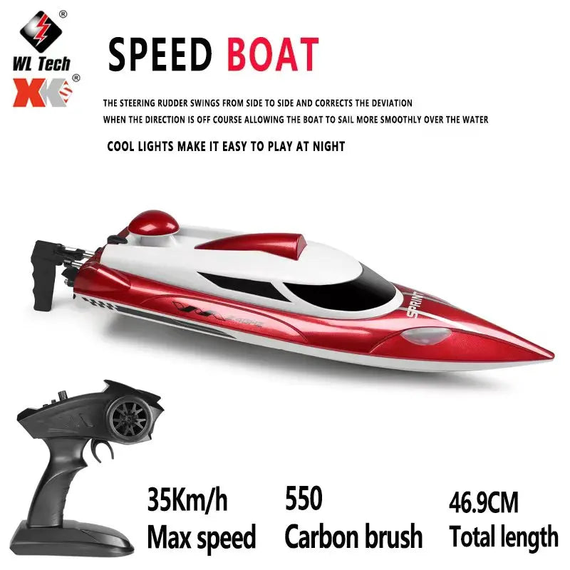 WL918 RC Boat 2.4G Speed 35 Km/H Remote Control High Speed Racing Boat With Water Cooling System Low Voltage Alarm Toy Boy Gift