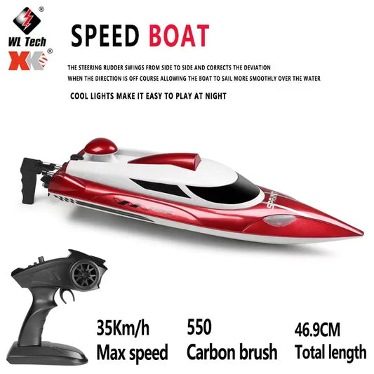 WL918 RC Boat 2.4G Speed 35 Km/H Remote Control High Speed Racing Boat With Water Cooling System Low Voltage Alarm Toy Boy Gift