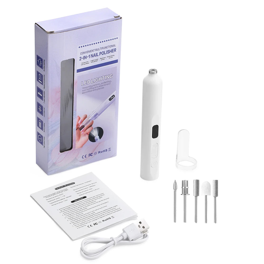 Electric Nail Polisher Drill Bits Set Nails Grinding Polishing Cuticle Trimmer Art Sanding File Pen Manicure Professional Device