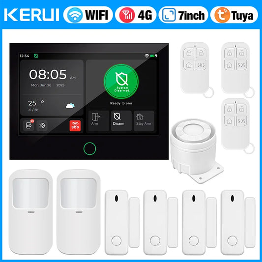 KERUI G70 4G WiFi Security Alarm with 7-inch Large IPS Touch Screen Home Alarm Panel Tuya Smart Control Burglar Anti Theft
