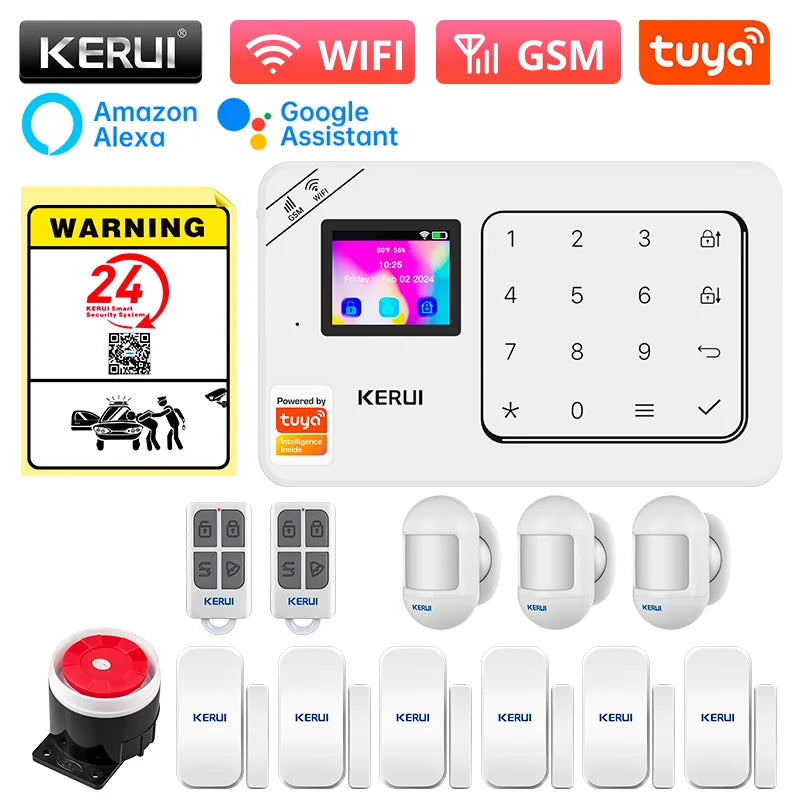 KERUI W181 Home Alarm Panel Host Wireless WiFi GSM Anti-Theft Alarm System Tuya Smart Life for Your Family Safe Security Alarm
