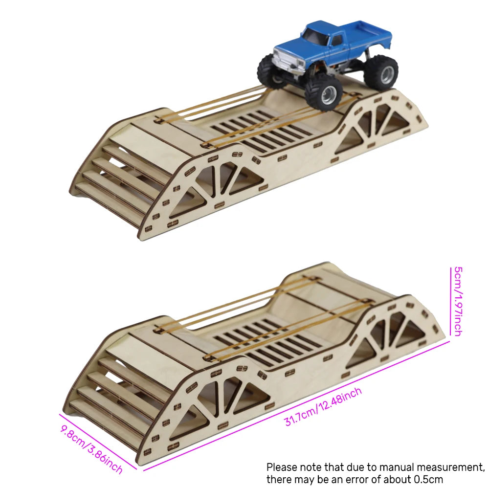4PCS RC Wooden Bridge Obstacle Set, DIY Steep Slope Desktop Simulation Course for 1/36 Scale RC Crawler Car Accessories
