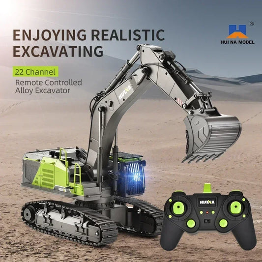 HUINA 1593 RC Excavator 1/14 Metal Alloy Engineering Crawler Tractor 2.4G Electric Remote Control Car Rc Vehicle Toys for Kids