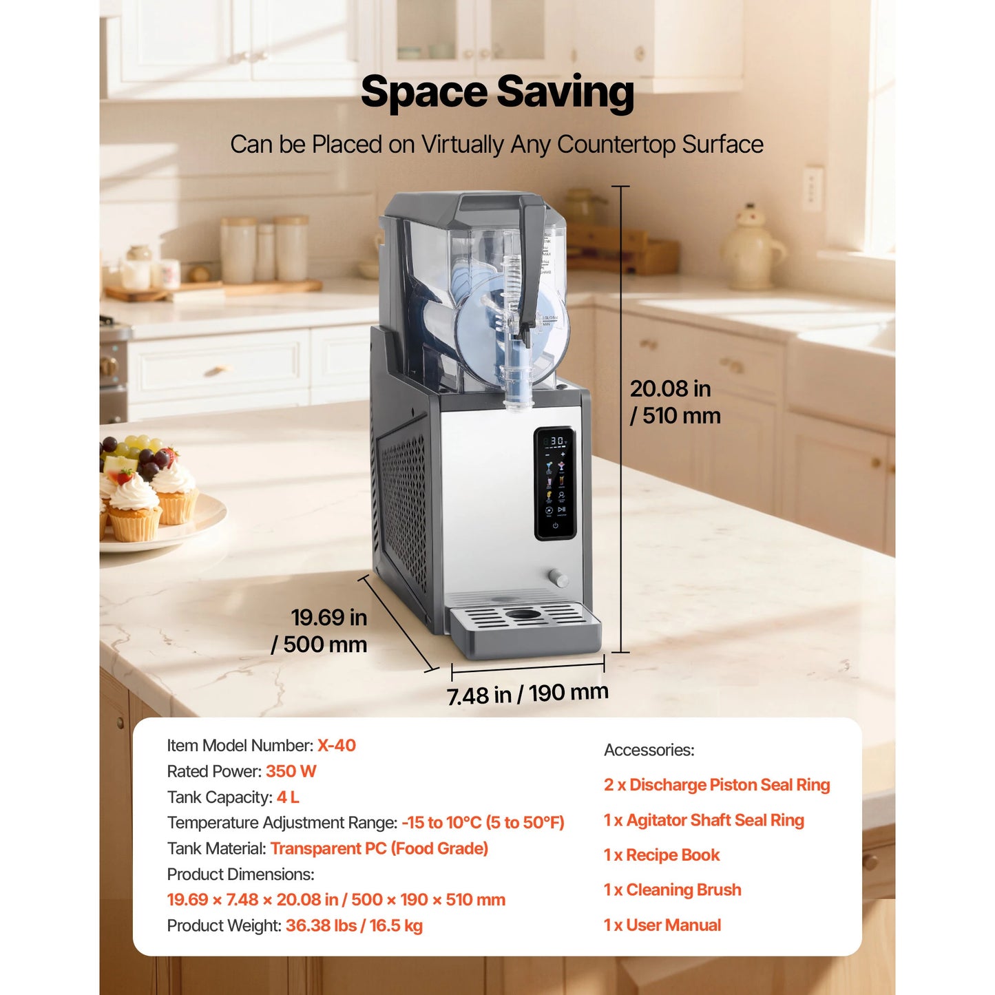SucceBuy Slushie Machine No Ice Needed Slushy Machine Frozen Drink Maker w/ Single Tank Margarita Machine for Frozen Margaritas