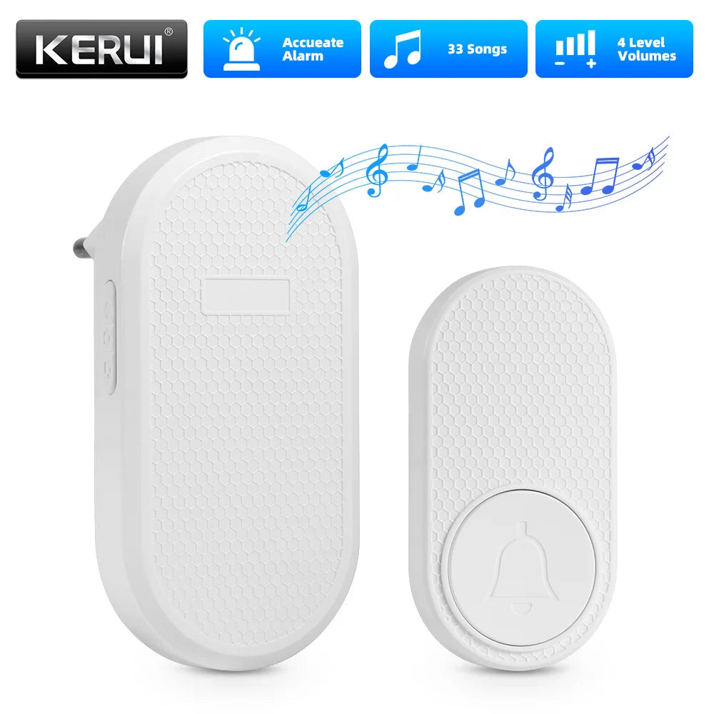 KERUI M558 Smart Wireless Door Bell 150M Long Transmission Distance Doorbell with 33 Ringtones Chime Button with Battery