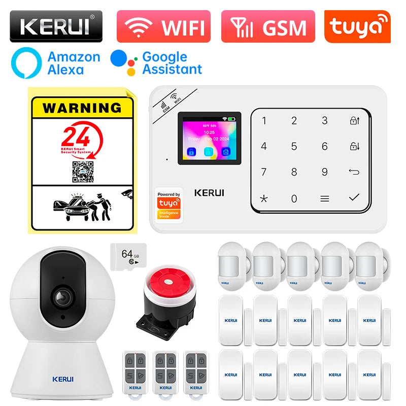 KERUI W181 Home Alarm Panel Host Wireless WiFi GSM Anti-Theft Alarm System Tuya Smart Life for Your Family Safe Security Alarm