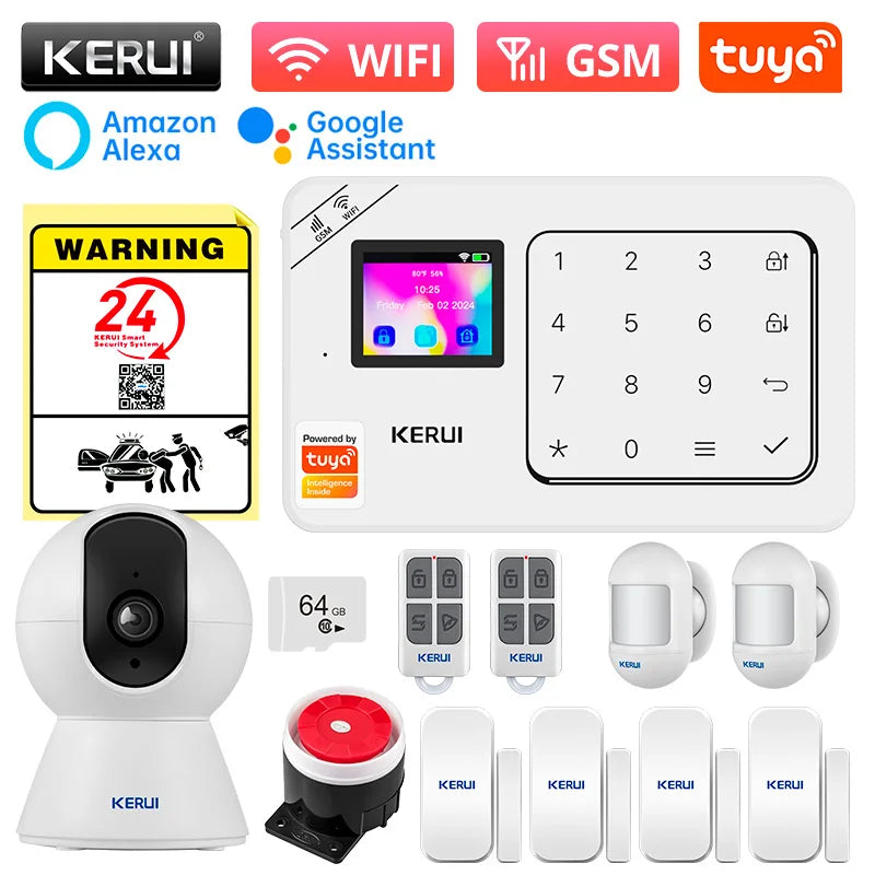 KERUI W181 Home Alarm Panel Host Wireless WiFi GSM Anti-Theft Alarm System Tuya Smart Life for Your Family Safe Security Alarm