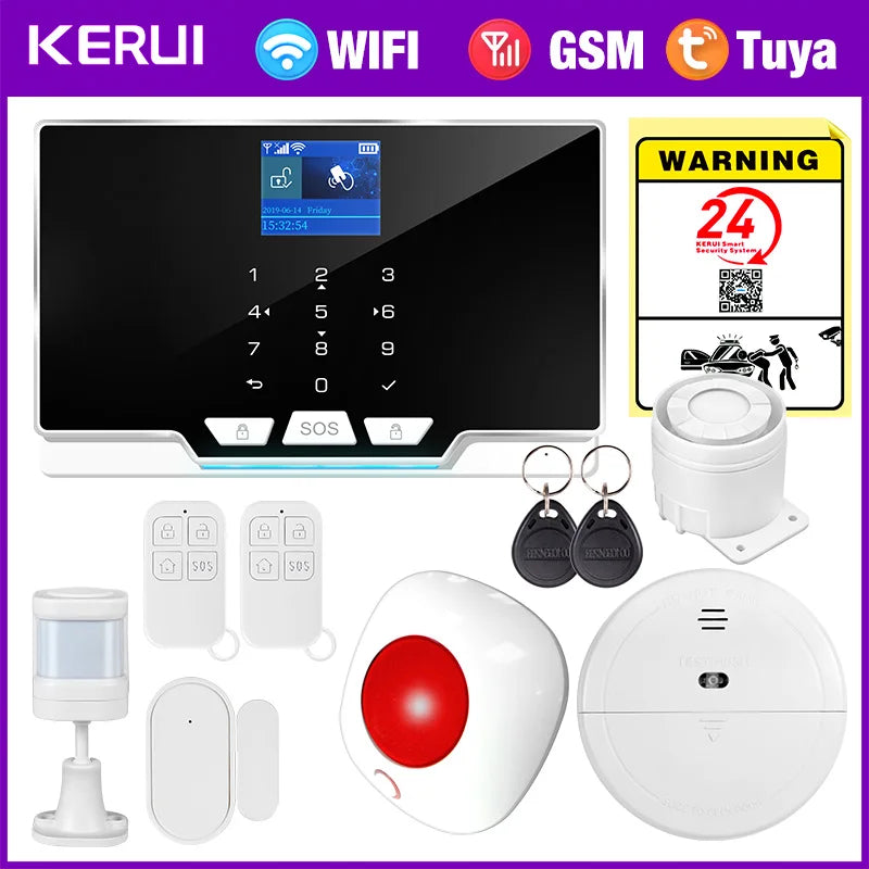 KERUI G20 Tuya Smart Home Wifi GSM Alarm System with Motion Detector Door Sensor 433Mhz Wireless for House Security Protection