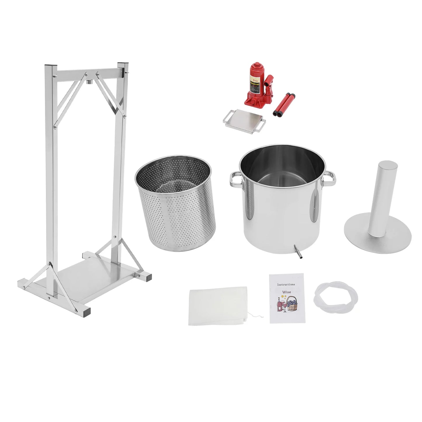 36L Fruit Wine Press 304 Stainless Steel Hydraulic Jack Press Extractor Stainless Steel Fruit Wine Press Max. Pressure: 3T