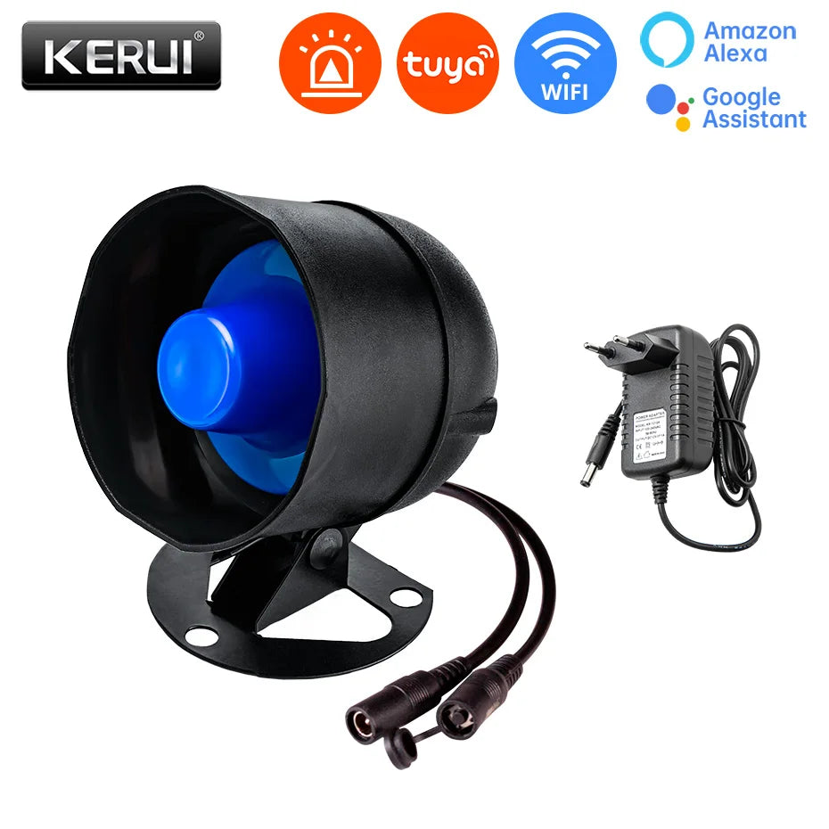 KERUI 120db Siren Alarm Tuya Smart WiFi Loudly Speaker Alarm System with Door Window Sensor Burglar for Home Security