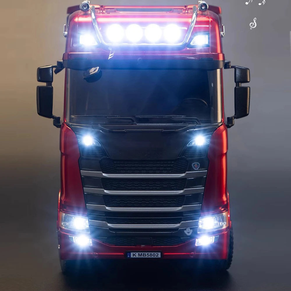 HUINA 1/18 19CH RC Truck 1501 770S Scania Alloy Tractor 2.4G Remote Control Engineering Trailer Truck with Light and Sound Toys