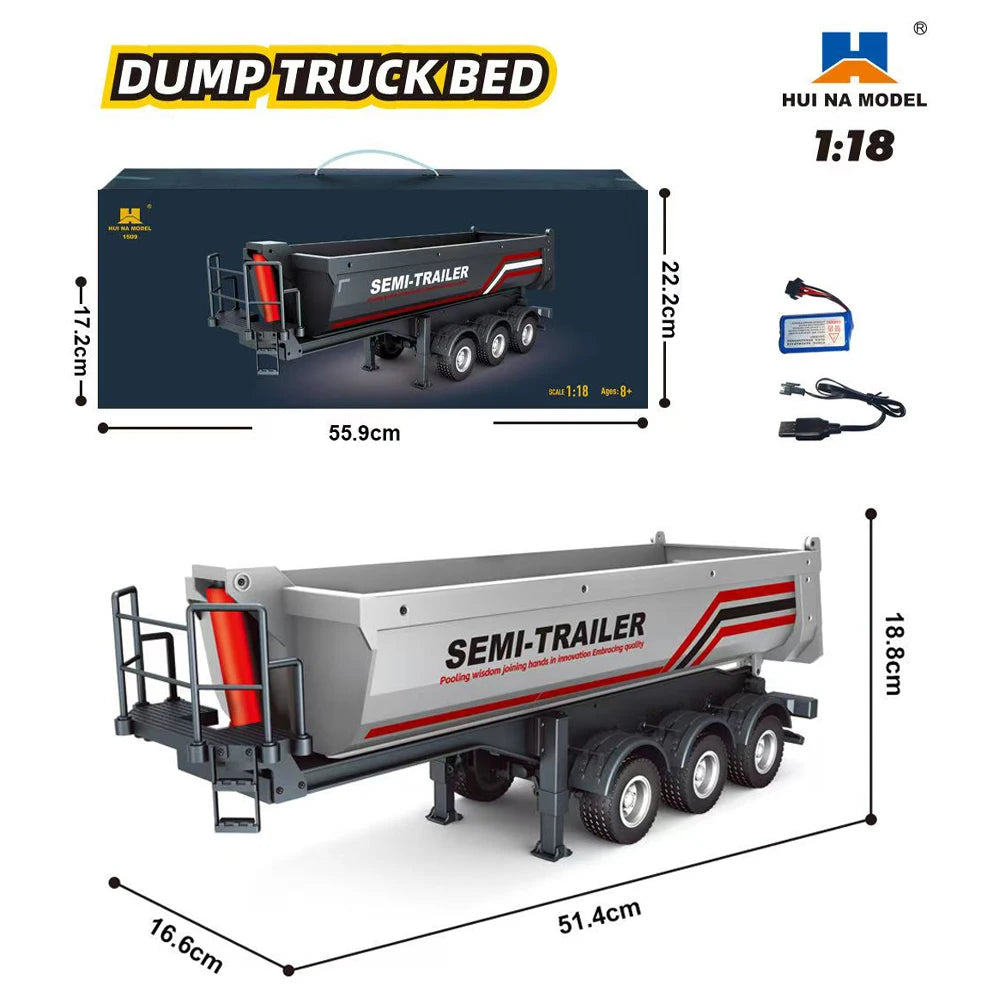 HUINA 1/18 19CH RC Truck 1501 770S Scania Alloy Tractor 2.4G Remote Control Engineering Trailer Truck with Light and Sound Toys