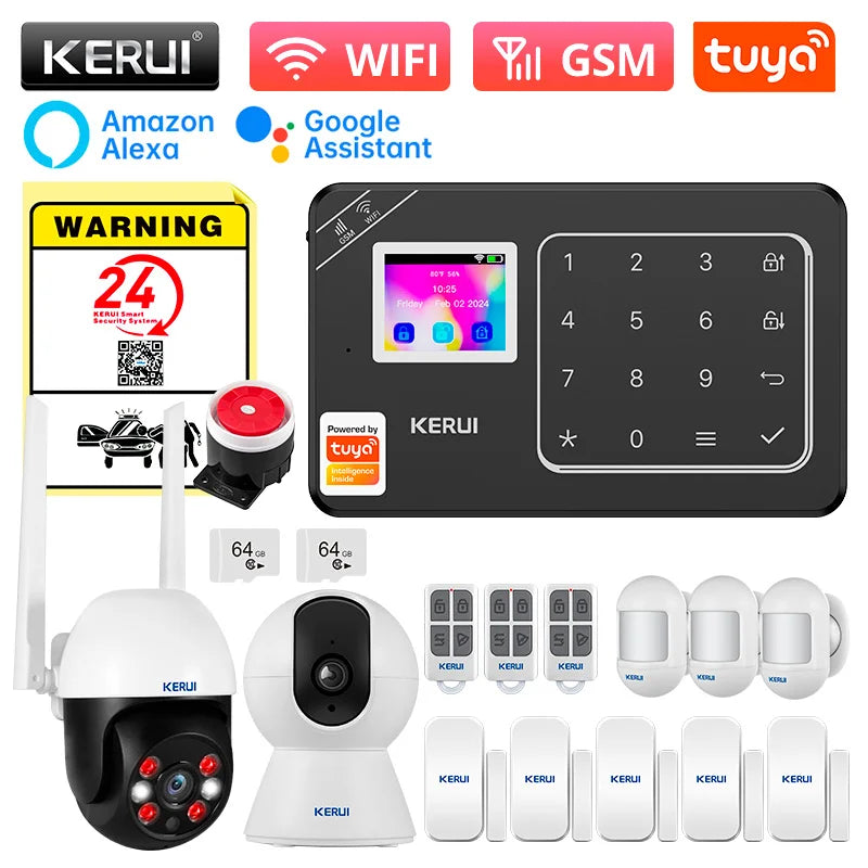 KERUI W181 Security-protection Alarm for Home WiFi GSM Alarm System Smart Home Tuya Smart App Remote Control PIR Motion Sensor