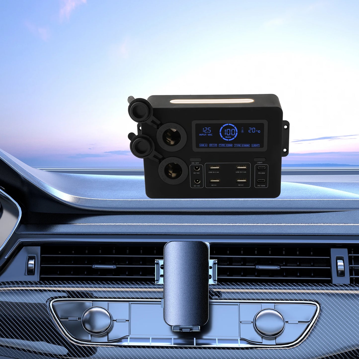 Bymaocar Power Box with USB DC12V PD Outlets, RV Mini Power Distribution Box, Multifunctional Power Box