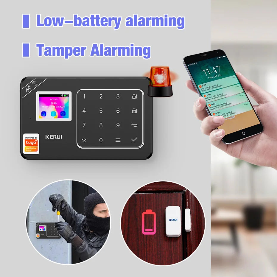 KERUI W181 Security-protection Alarm for Home WiFi GSM Alarm System Smart Home Tuya Smart App Remote Control PIR Motion Sensor