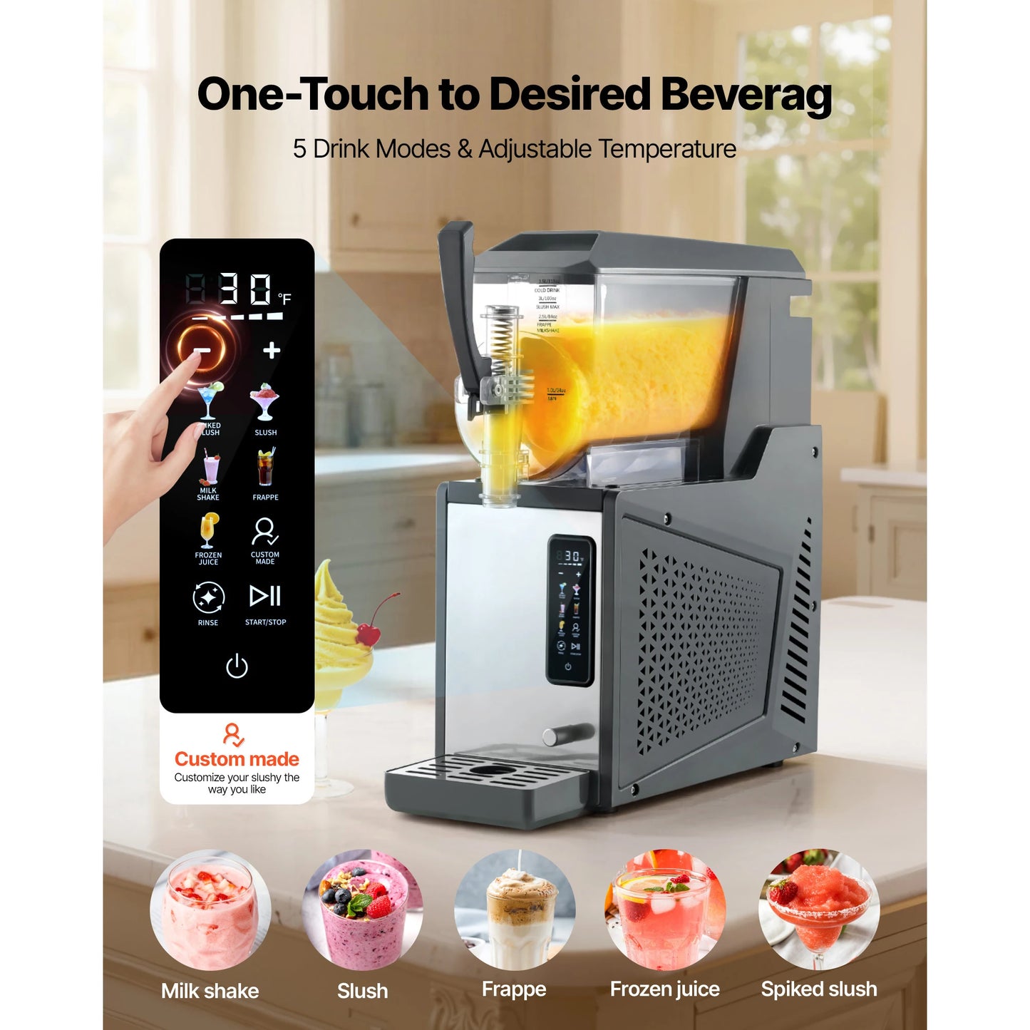 SucceBuy Slushie Machine No Ice Needed Slushy Machine Frozen Drink Maker w/ Single Tank Margarita Machine for Frozen Margaritas