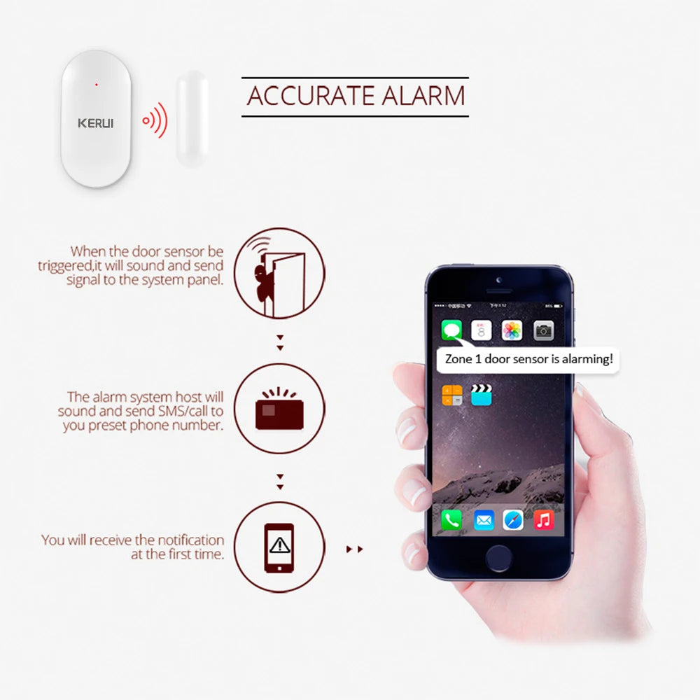 KERUI MC11 433MHz Wireless Window Magnet Sensor Detector Door Sensor For W202 W181 Home Security Alarm System Burglar An-theft