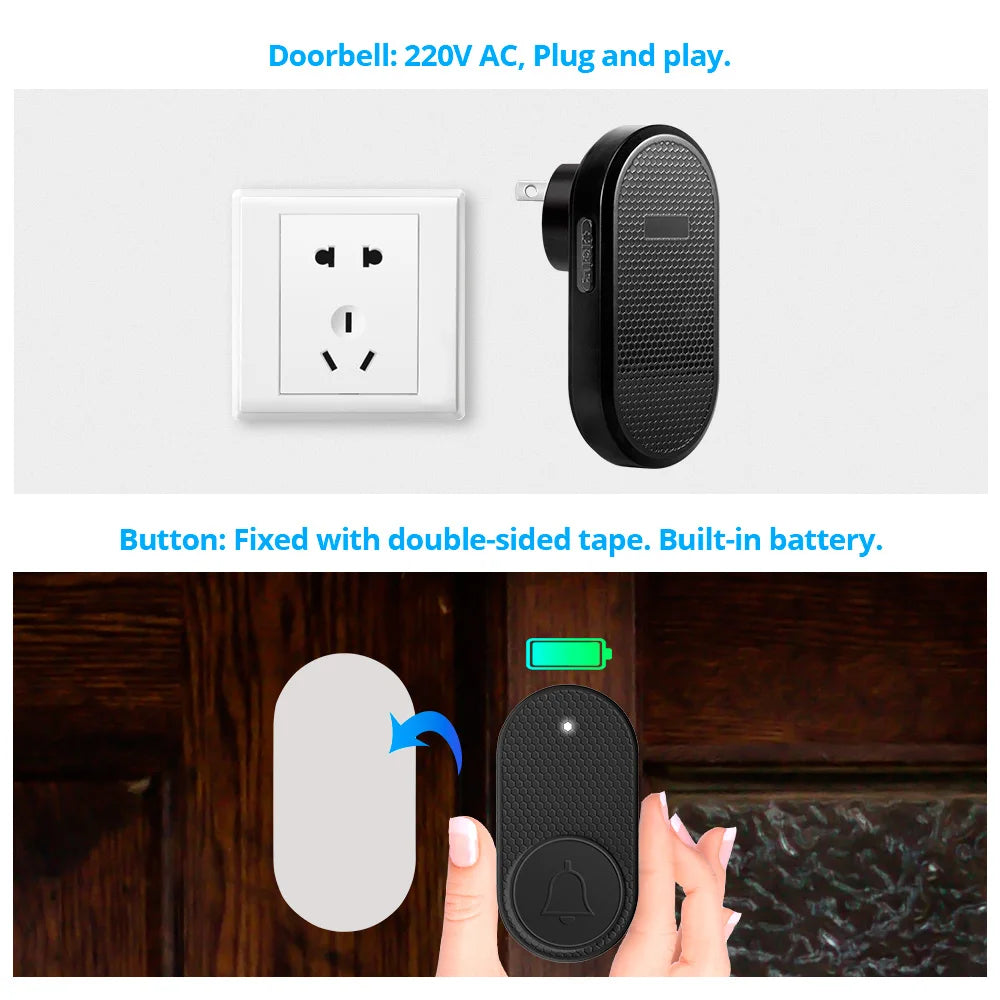 M558 Wireless Smart Doorbell Welcome Home Security Alarm Door Bell with 33 Songs 4 Levels Adjustable Volume Easy Installation
