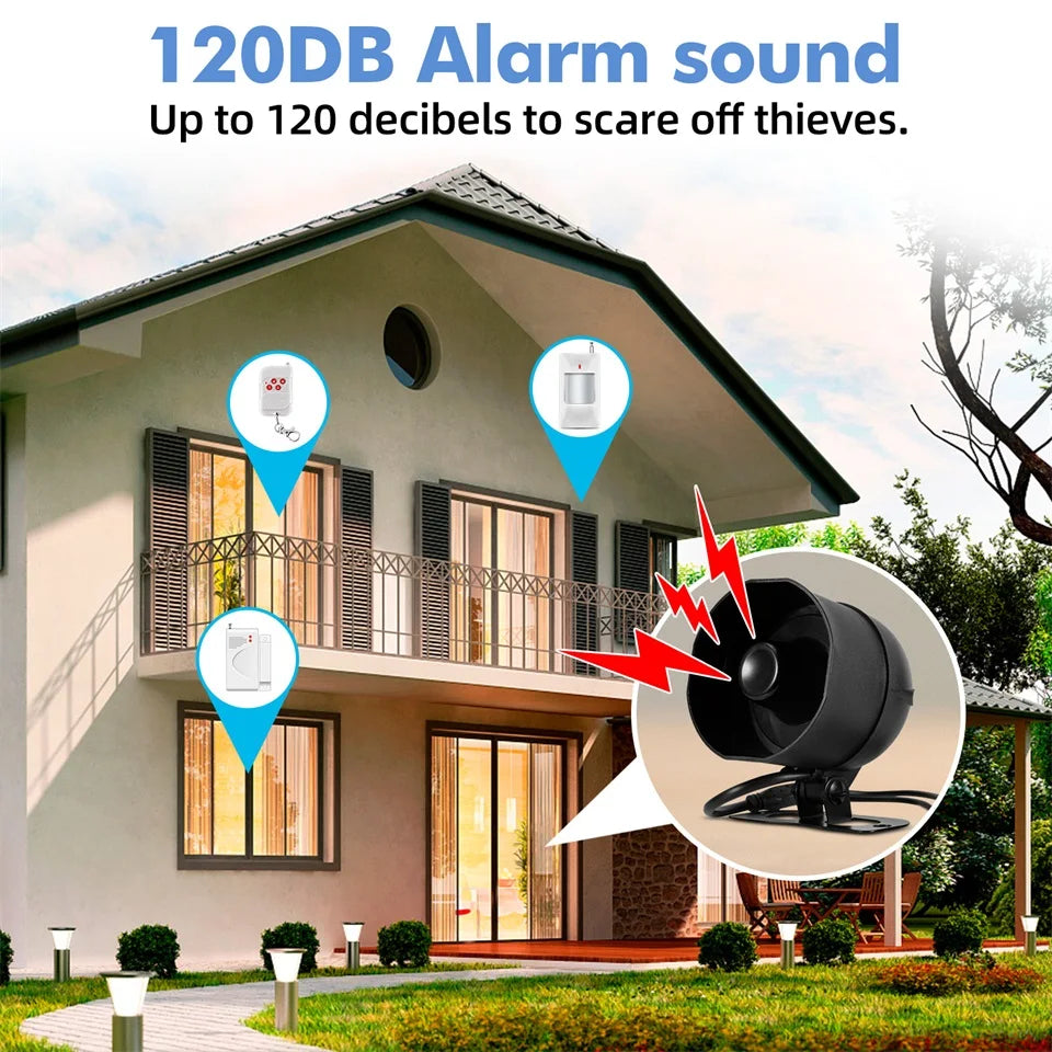 KERUI 120db Siren Alarm Tuya Smart WiFi Loudly Speaker Alarm System with Door Window Sensor Burglar for Home Security