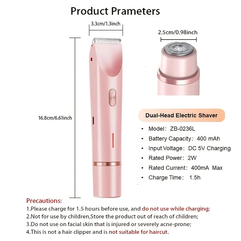 Hair Remover Women's Double Head Shaver Private Hair Trimmer Electric Shaver Women's Hair Remover Christmas Gift, Valentine's Da