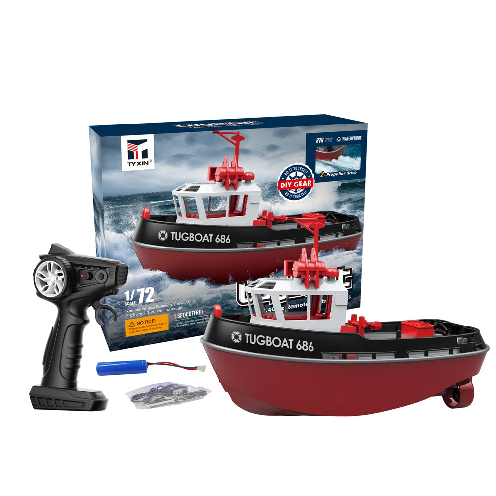 NEW 686 RC Boat 1/72 Powerful Dual Motor Wireless Radio Control Shipboat 2.4G Electric Remote Control Tugboat Model Toys for Boy